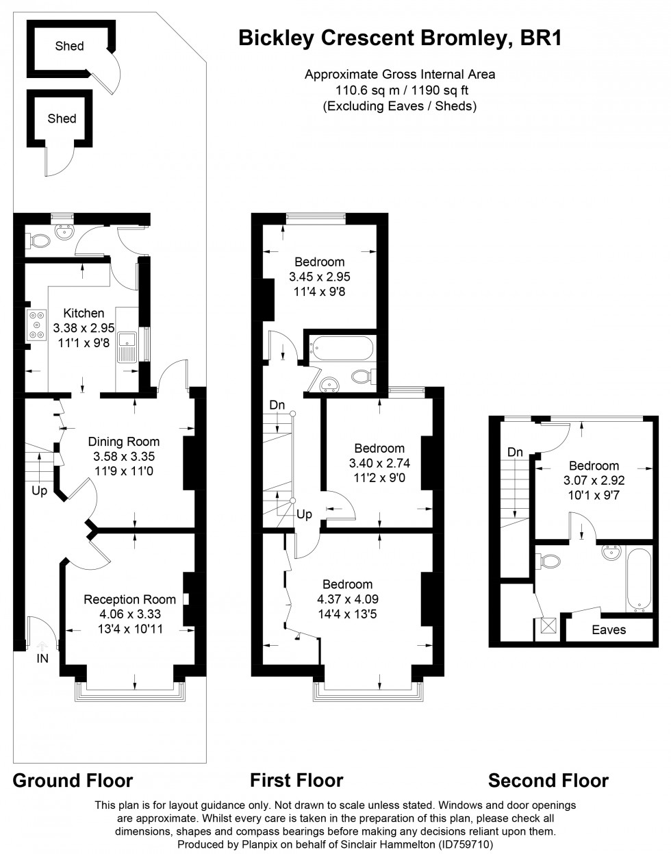 Floorplan for Bickley Crescent, Bromley