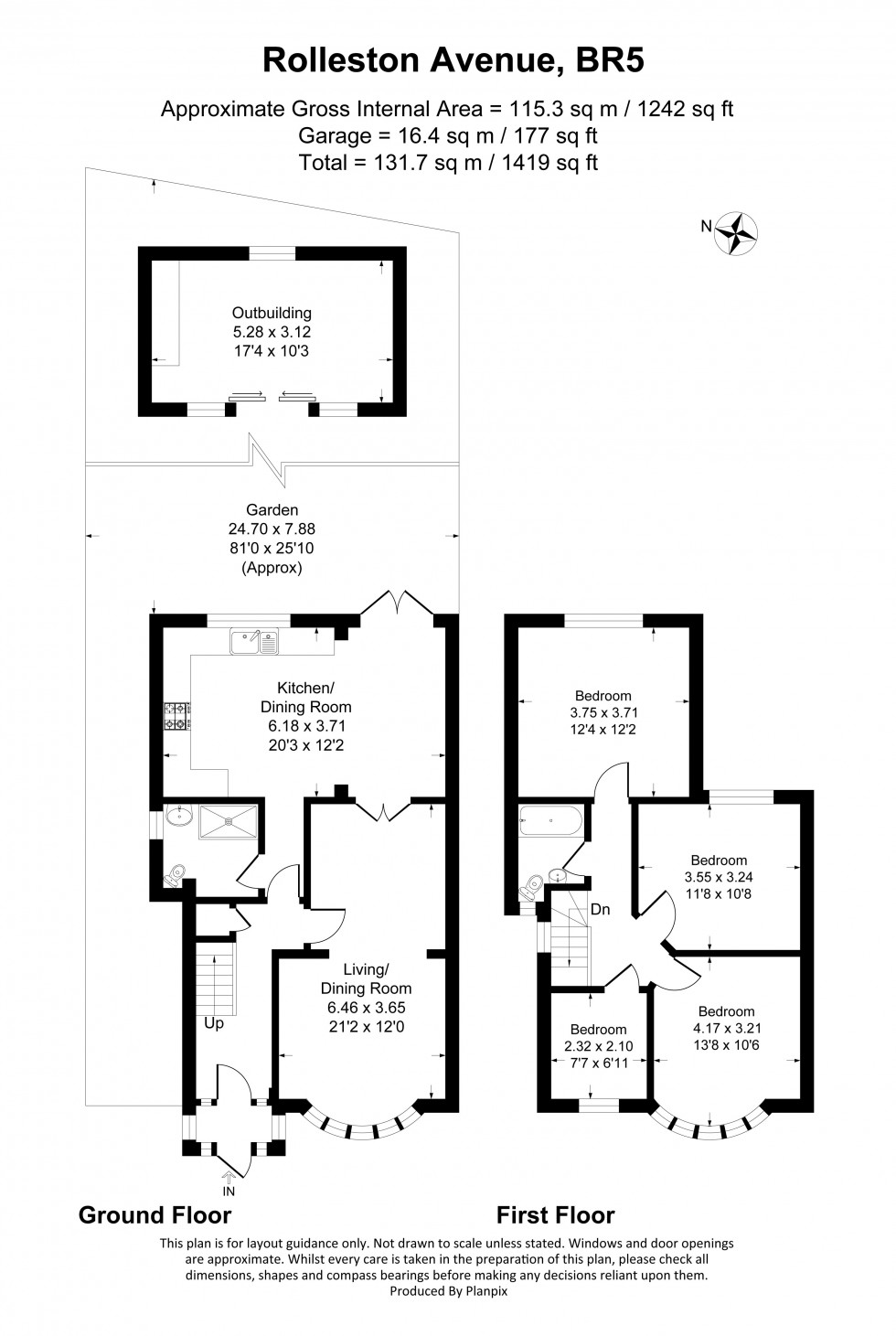 Floorplan for Rolleston Avenue, Petts Wood