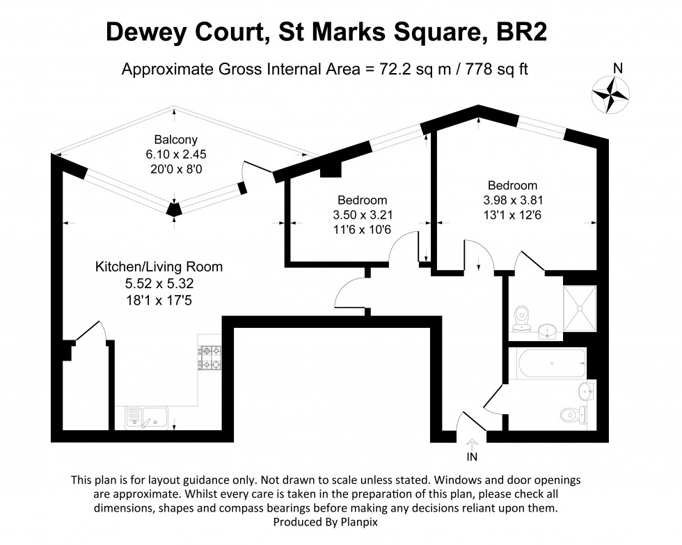 Floorplan for Dewey Court, 7 St. Marks Square, Kent