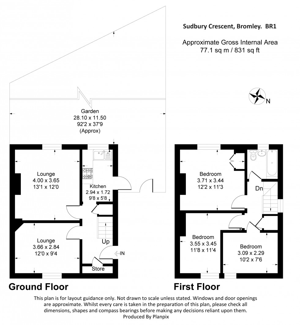 Floorplan for Sudbury Crescent, Bromley