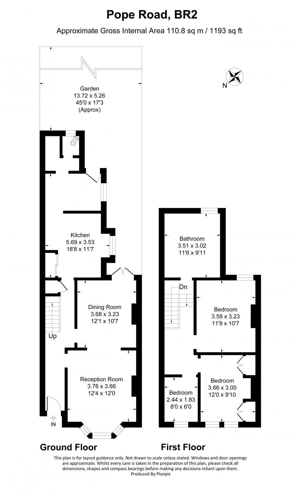 Floorplan for Pope Road, Bromley